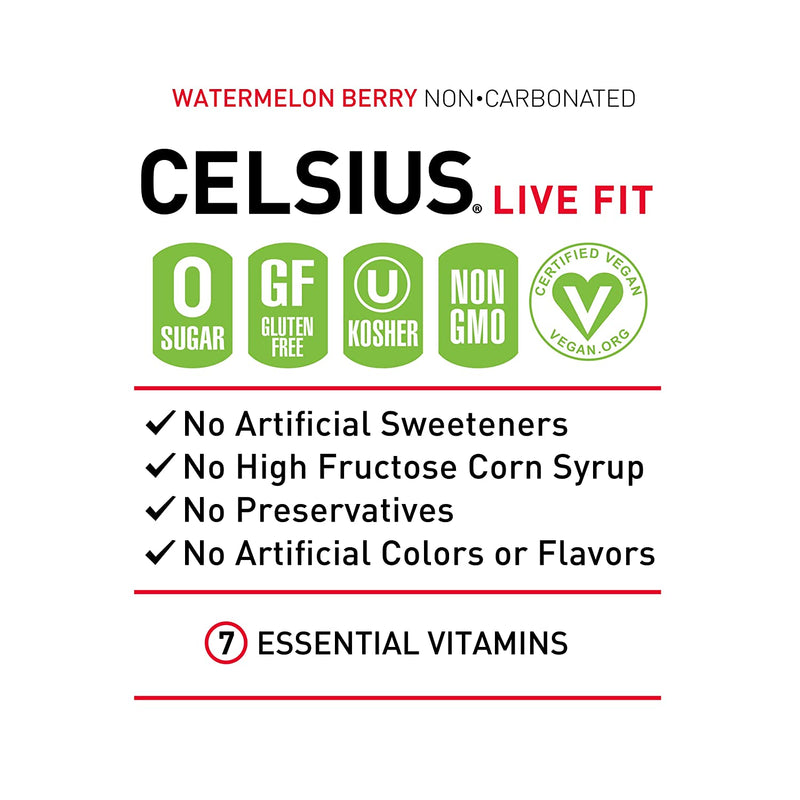 Celsius Stevia Live Fit Non Carbonated Watermelon Berry / Pack of 12