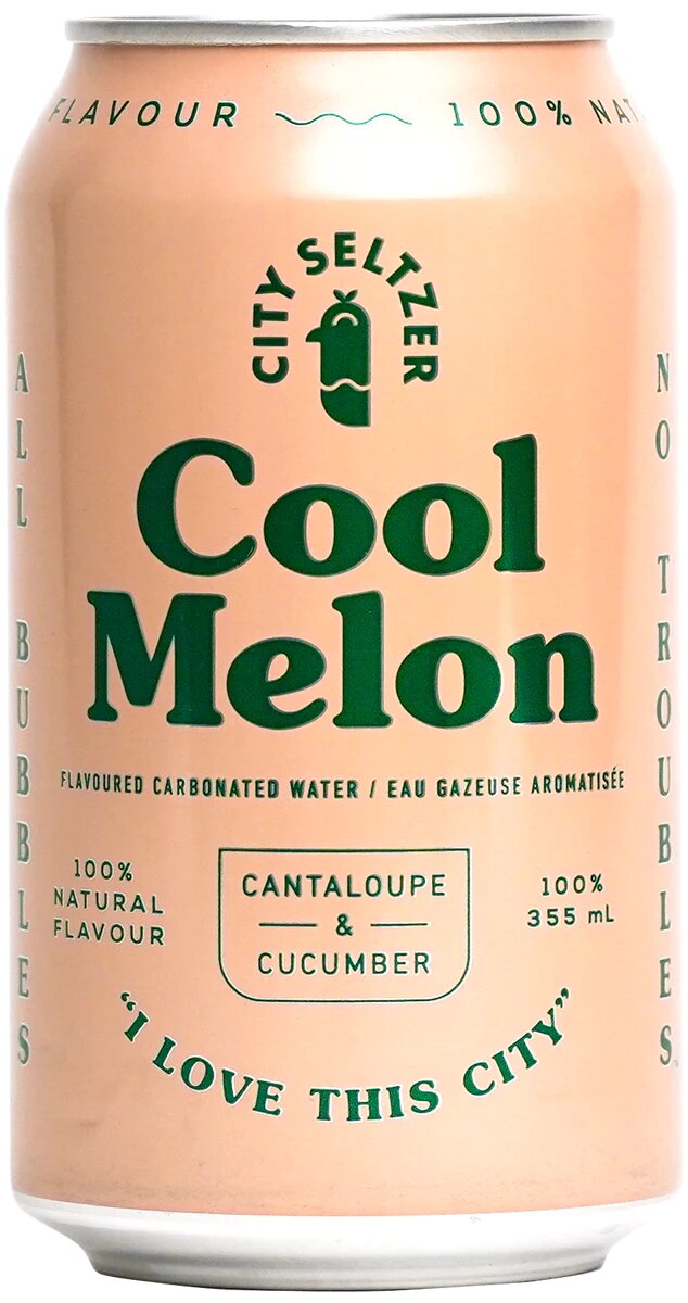 City Seltzer Flavoured Carbonated Water - Cool Melon 355ml - Water