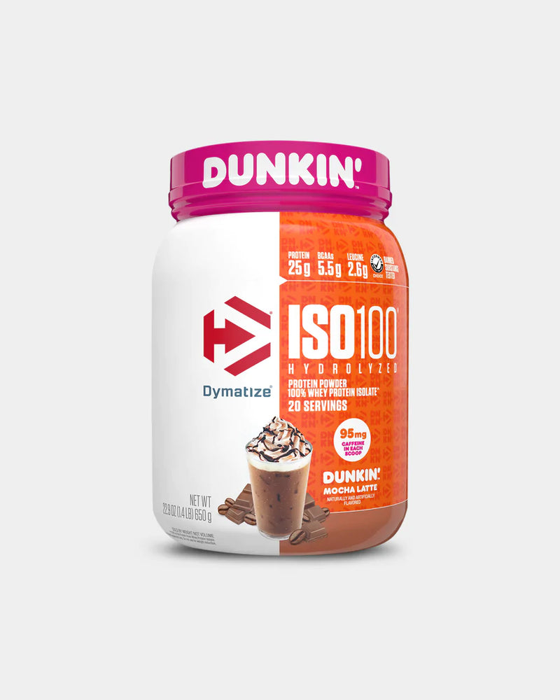 Dymatize ISO100 Hydrolyzed Whey Protein Isolate 1.4lb  Dunkin mocha latte