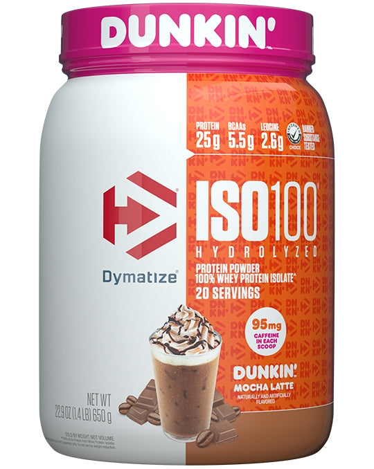 Dymatize ISO100 Hydrolyzed Whey Protein Isolate 1.4lb  Dunkin mocha latte