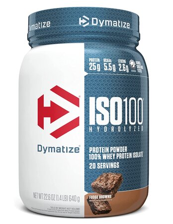 Dymatize ISO100 Hydrolyzed Whey Protein Isolate 1.4lb fudge brownie