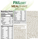 Fit & Lean Meal Shake - 10 servings Cookies & Cream - - Meal Replacement