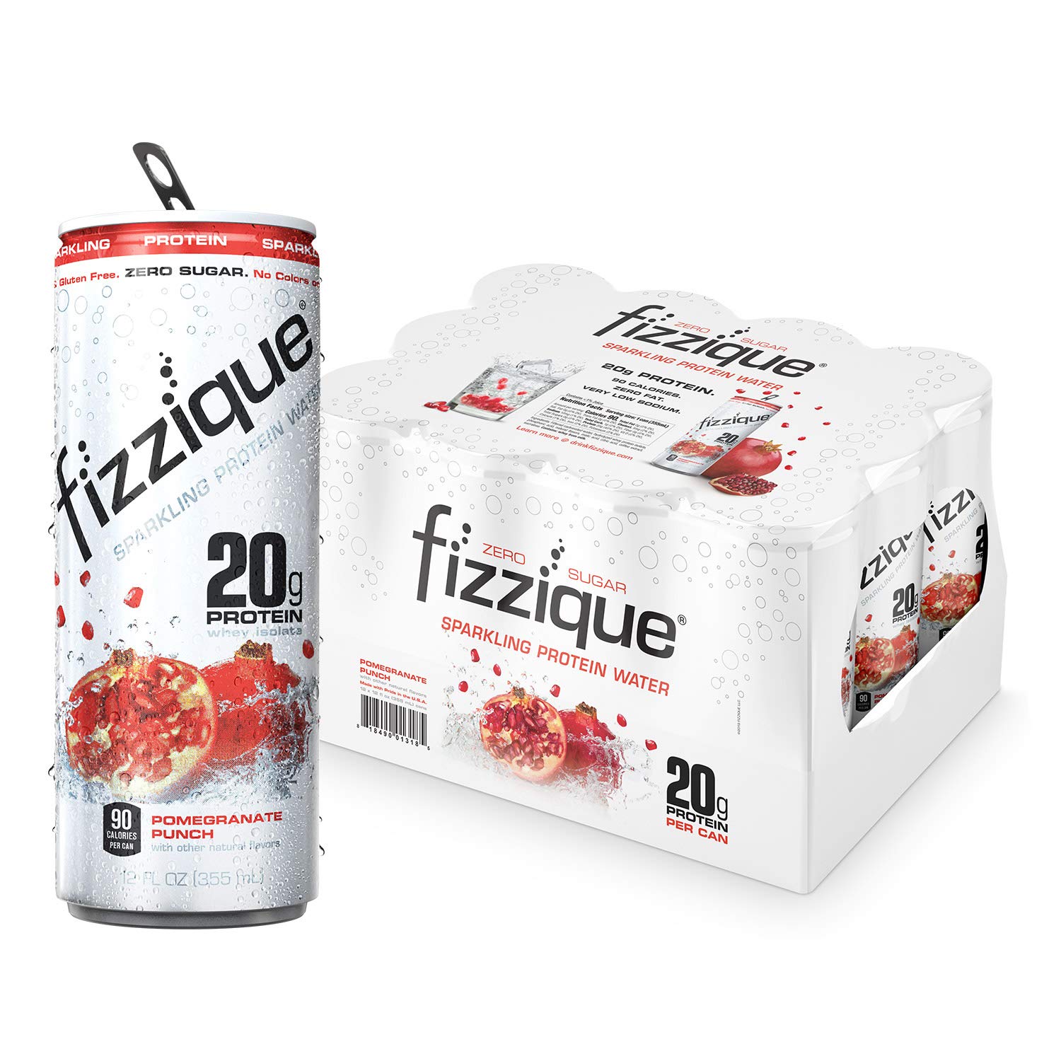 Fizzique Sparkling Protein Water Pomegranate Punch / 12x355ml