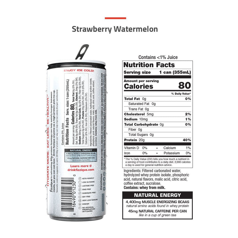 Fizzique Sparkling Protein Water Strawberry Watermelon / 12x355ml