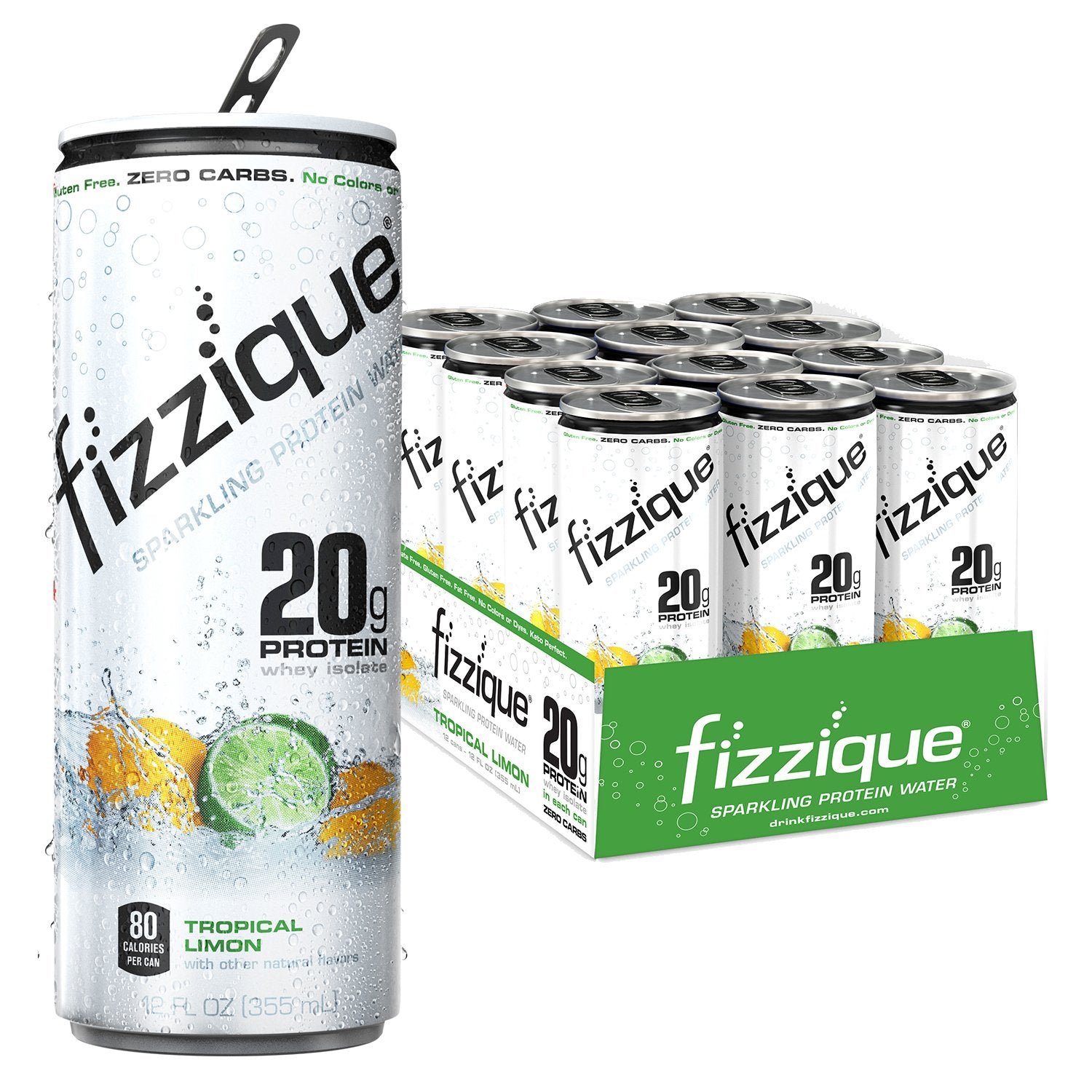 Fizzique Sparkling Protein Water Tropical Limon / 12x355ml