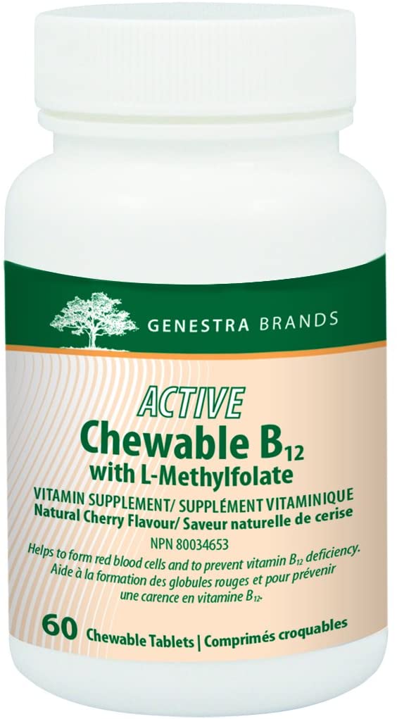 Active Chewable B12 with L-Methylfolate  60 tabs 