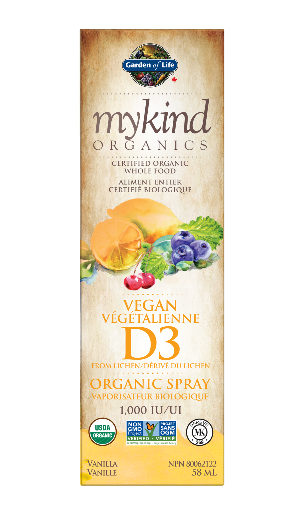 Mykind Organics - Vegan D3 Organic Spray 58ml / Vanilla / g