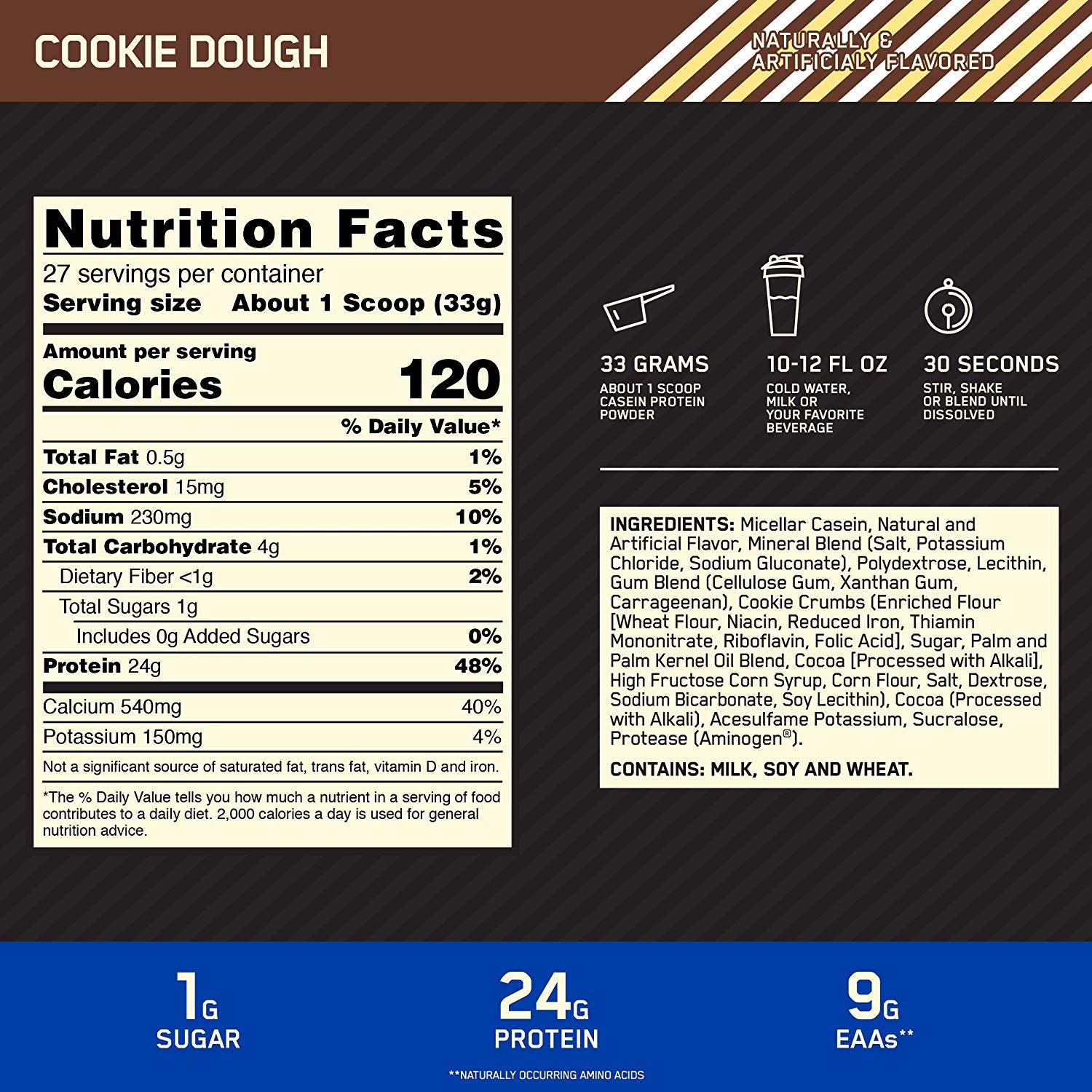 Gold Standard 100% Casein 2lbs / Cookie Dough