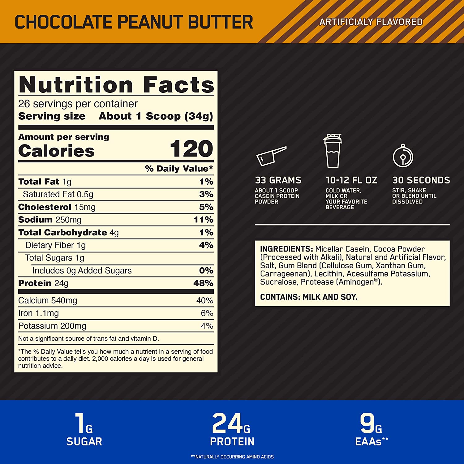 Gold Standard 100% Casein 2lbs / Chocolate Peanut Butter