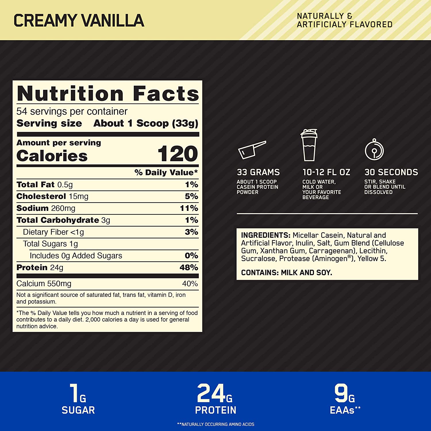 Gold Standard 100% Casein 4lbs / Creamy Vanilla