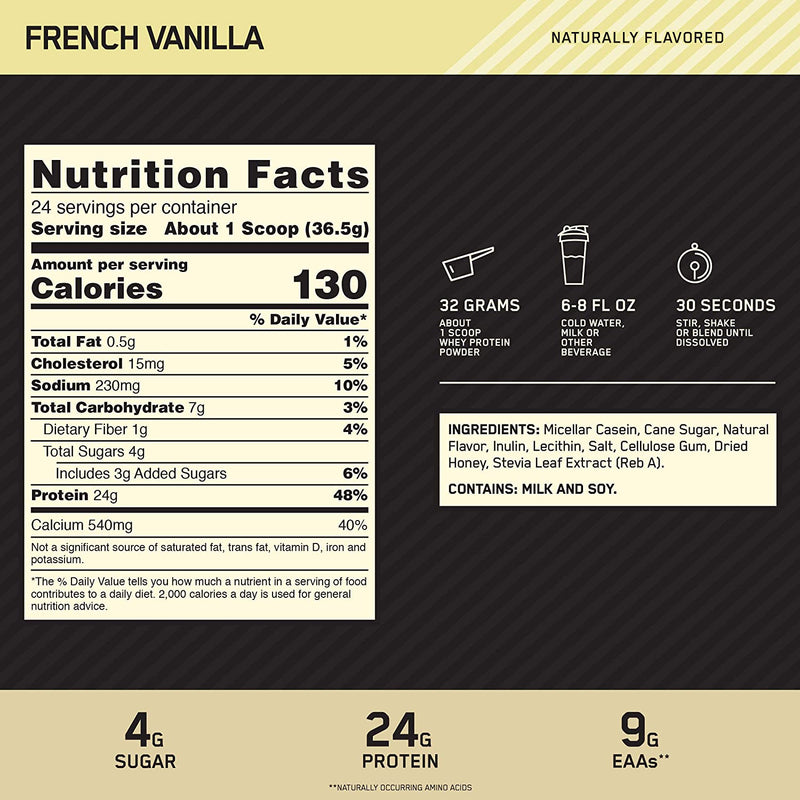 Gold Standard Natural 100% Casein 2lbs / French Vanilla