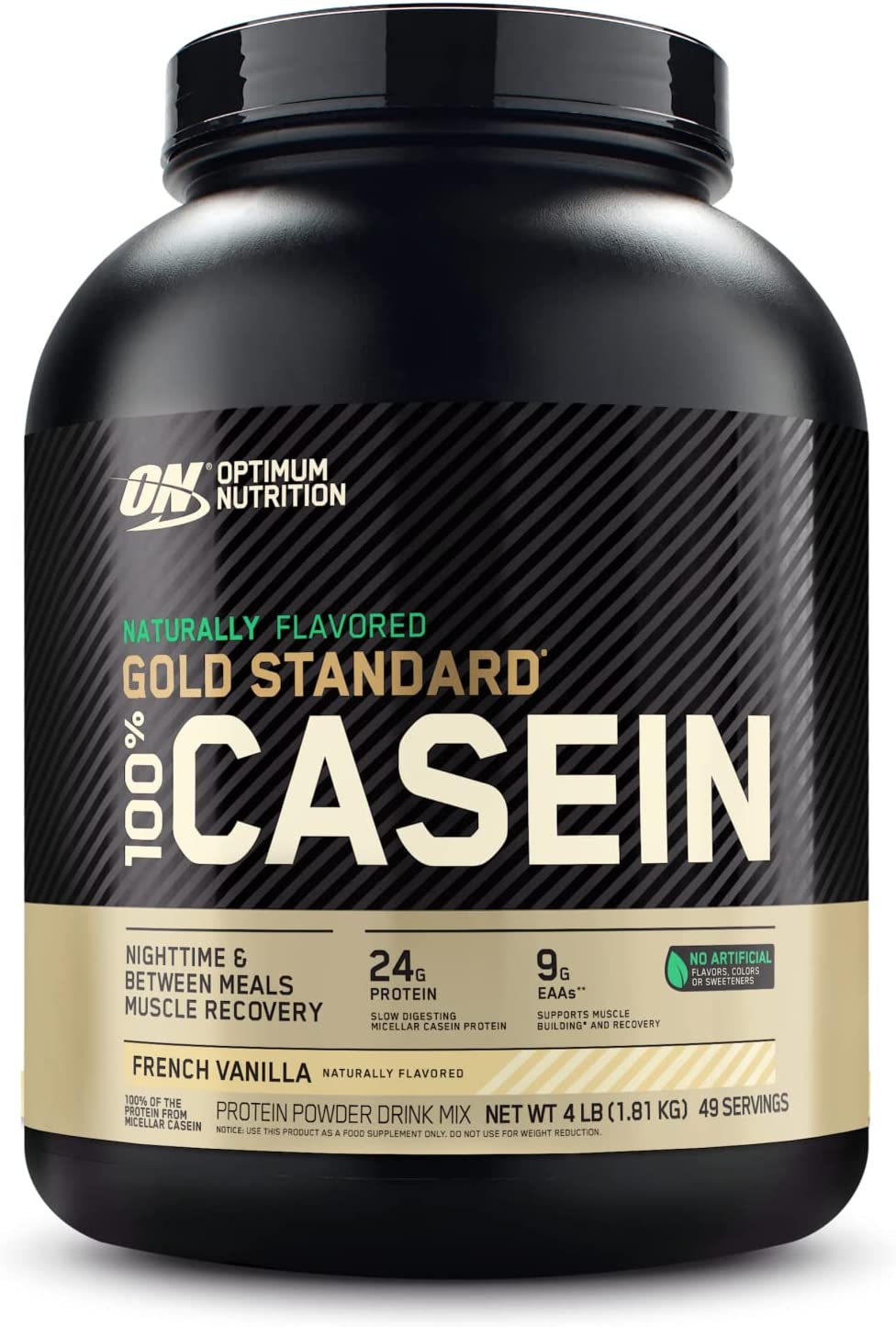 Optimum Nutrition Naturally Flavored Gold Standard 100% Casein, French Vanilla, 4lbs, 1.81kg, 49 Servings, SNS health, Sports Nutrition 