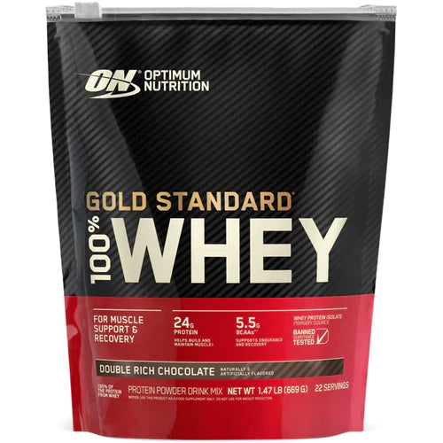 Optimum Nutrition Gold Standard 100% Whey Protein, Double Rich Chocolate, 1.47lb, 669g, SNS Health, Sports Nutrition