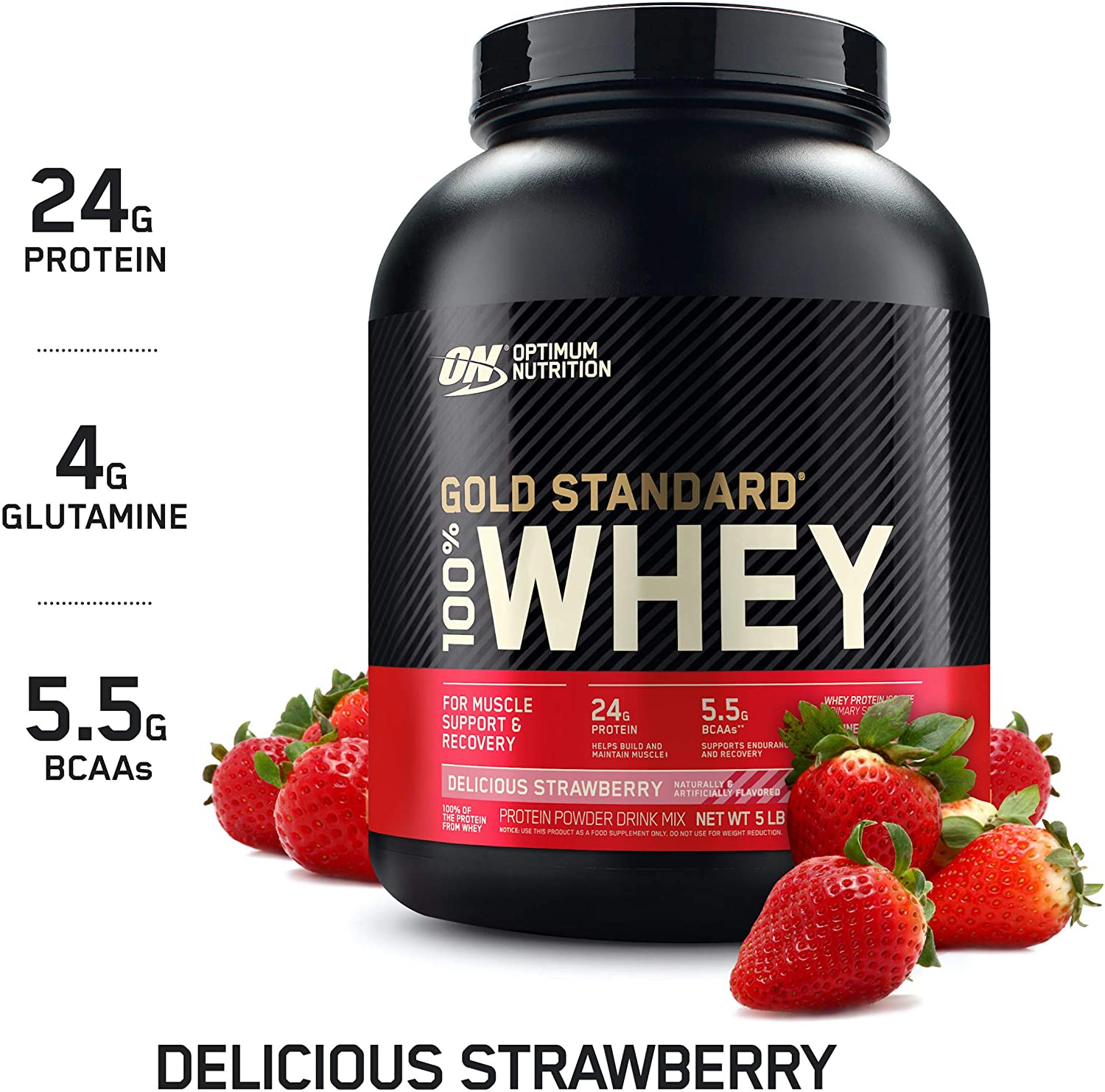 Gold Standard 100% Whey 5lb, 2.27 kg / Delicious Strawberry, SNS Health, Sports Nutrition