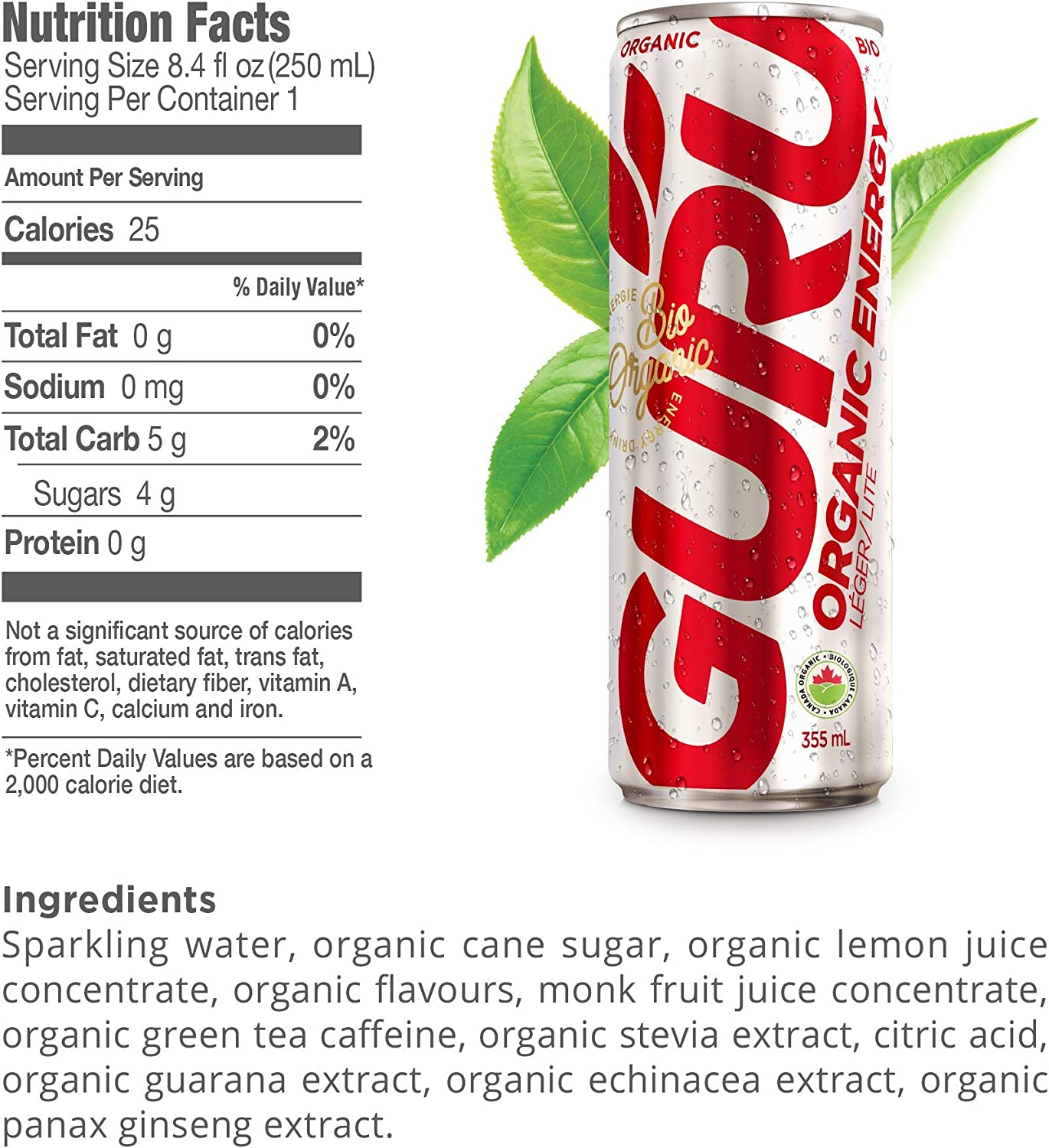 GURU Organic Energy 24x355ml / Lite