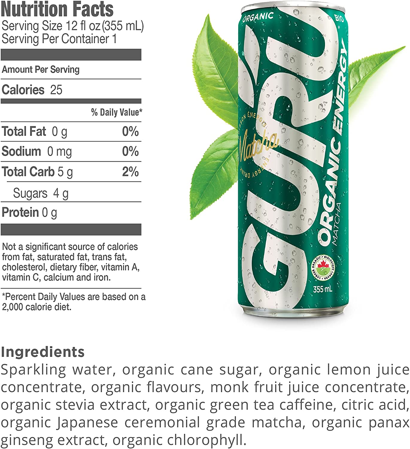 GURU Organic Energy 24x355ml / Matcha