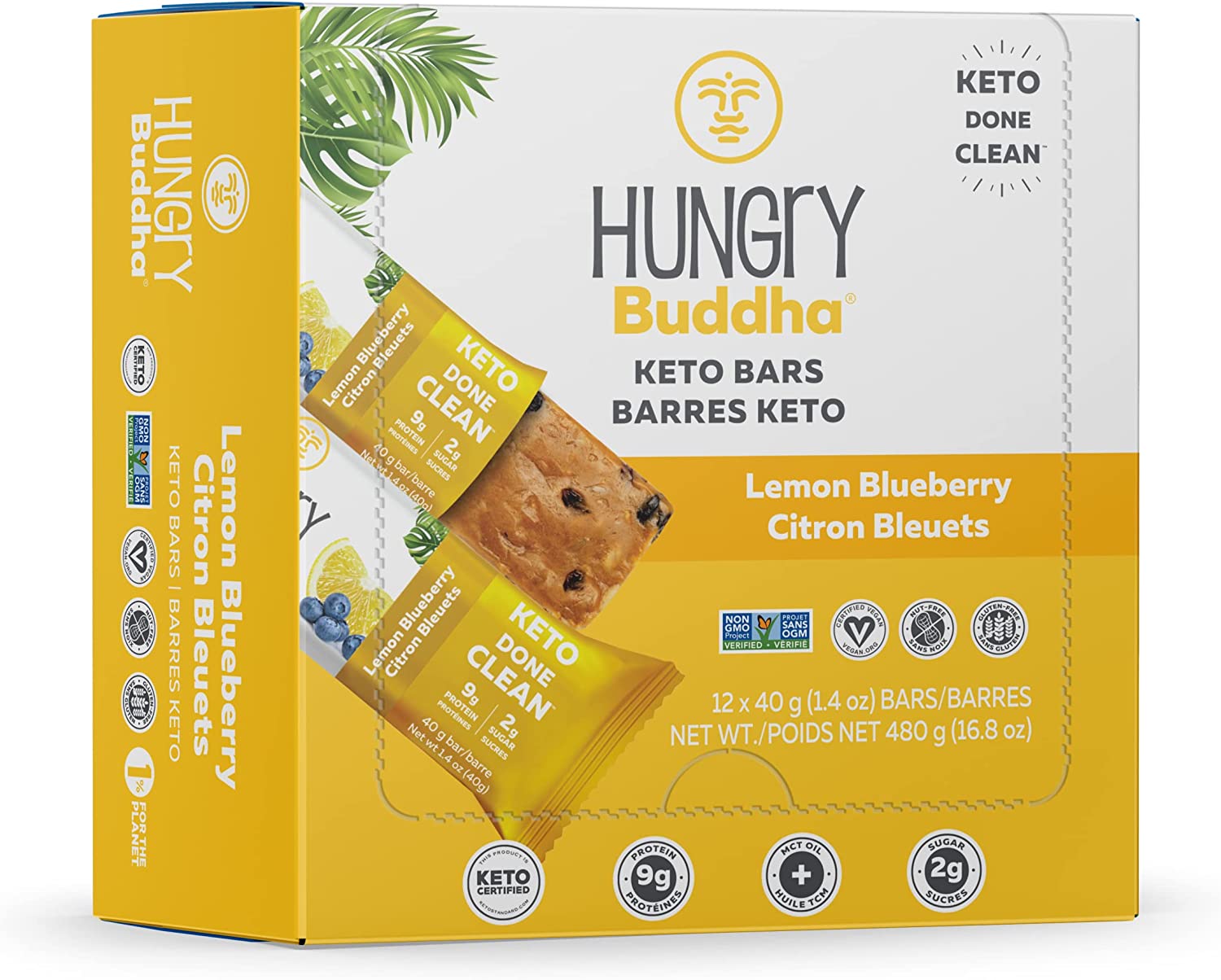 Hungry Buddha Keto Bars Lemon Blueberry / 12x40g