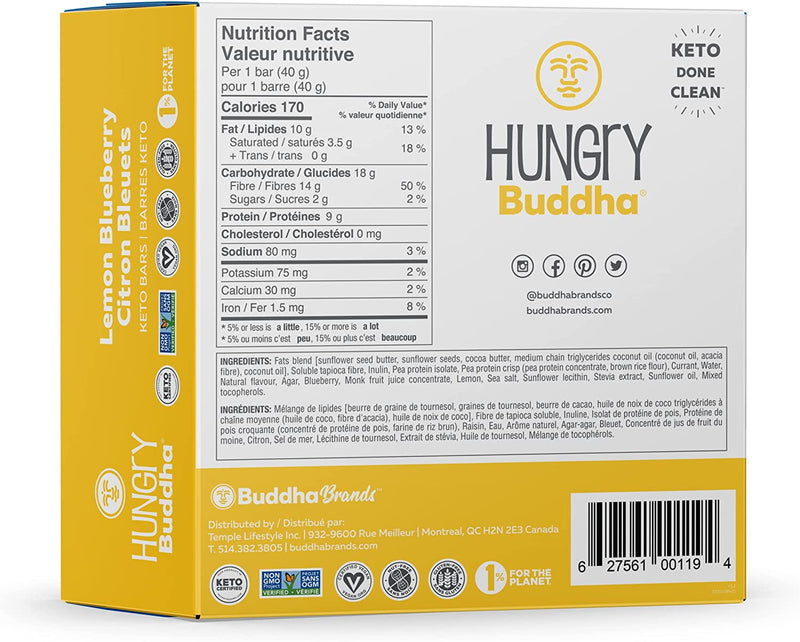 Hungry Buddha Keto Bars Lemon Blueberry / 12x40g