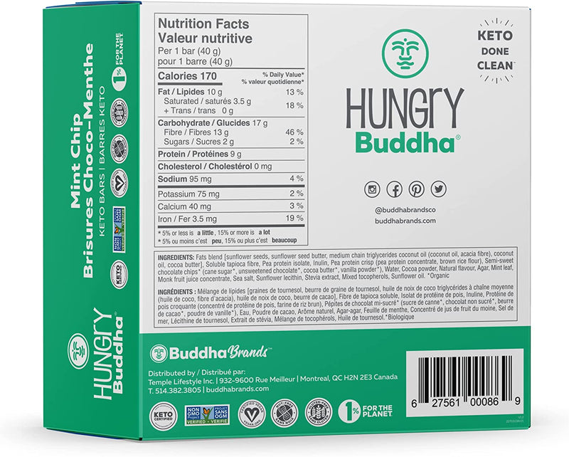 Hungry Buddha Keto Bars Mint Chip / 12x40g