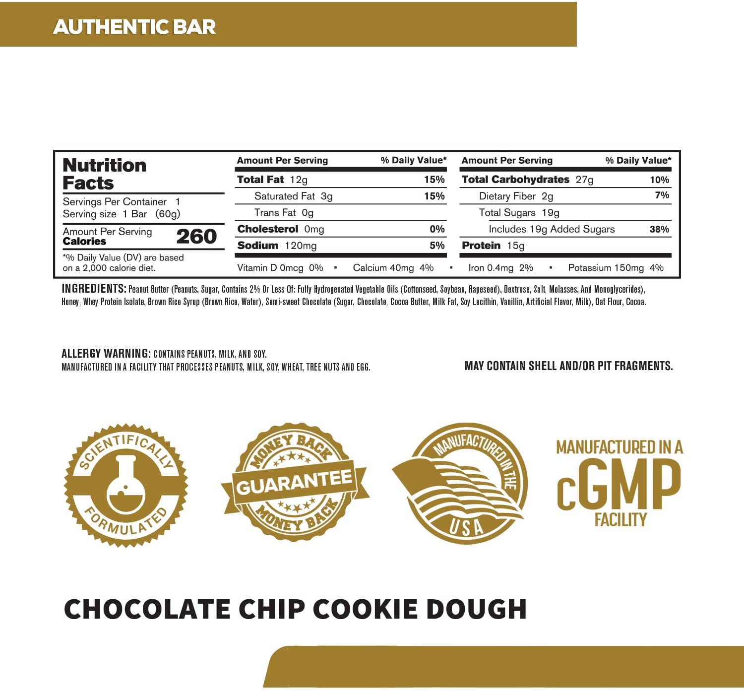 Authentic Protein Bar Chocolate Chip Cookie Dough / 60g