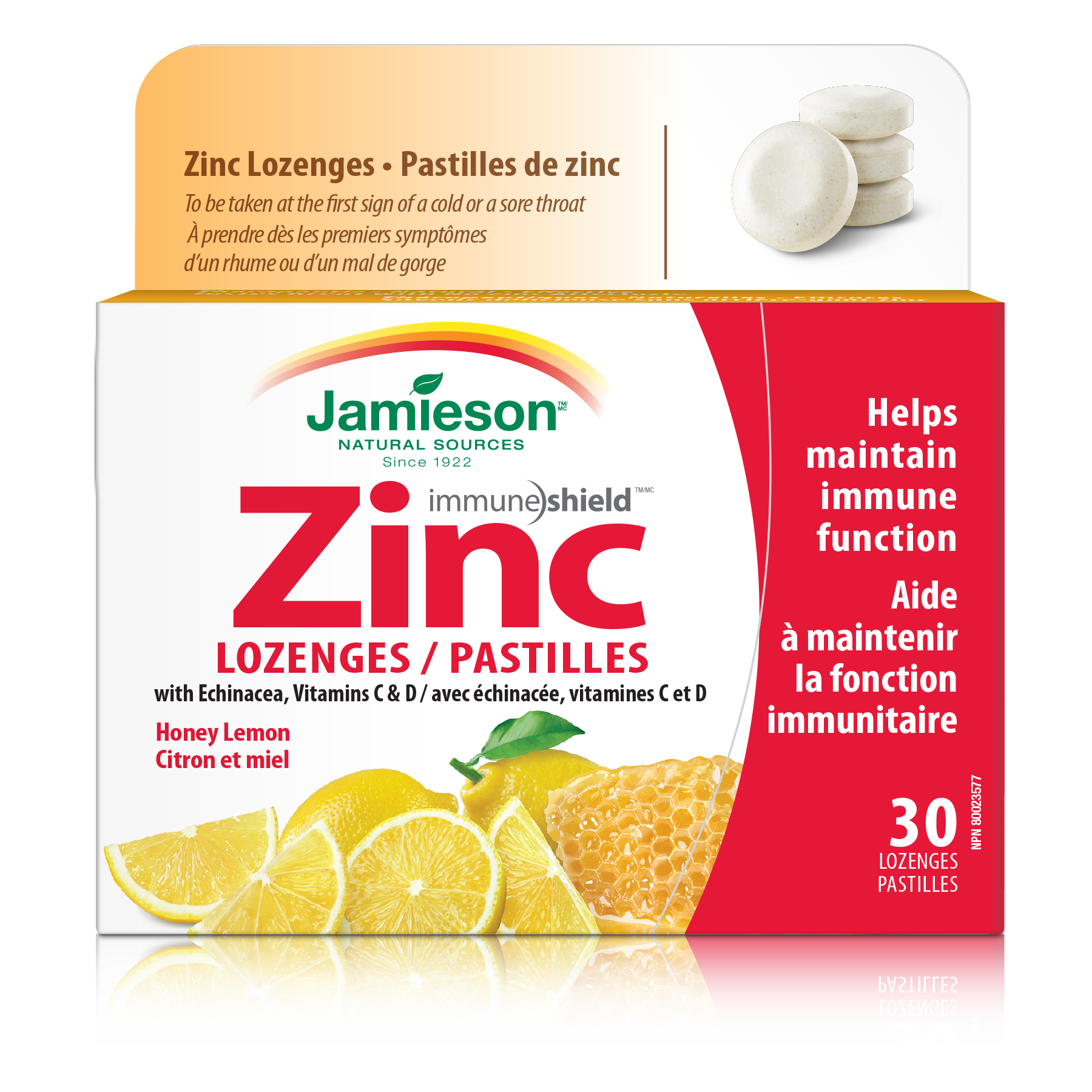 Jamieson Zinc Lozenges - Honey Lemon 30 Lozenges - - Zinc