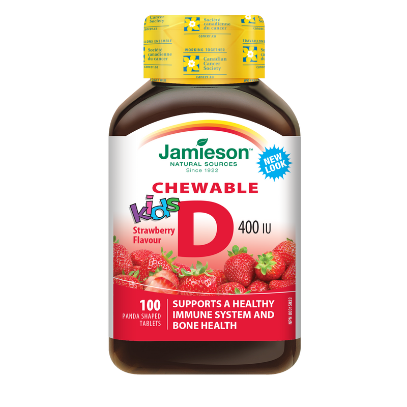 Jamieson Vitamin D3 400IU Kids Chewable 100 Tablets / Strawberry