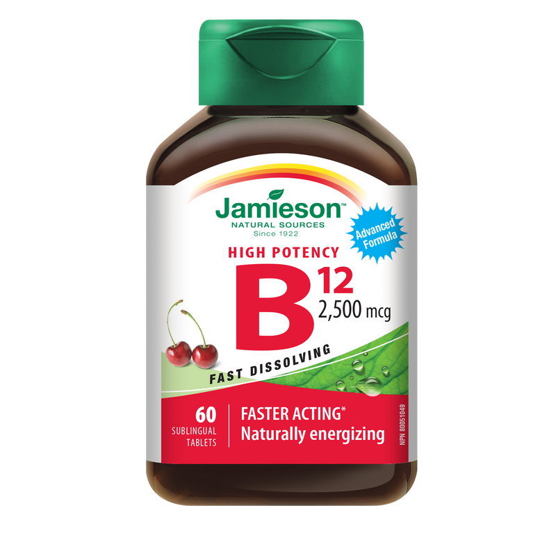 Jamieson Vitamin B12 Sublingual 60 Tablets / Cherry / 2500mcg