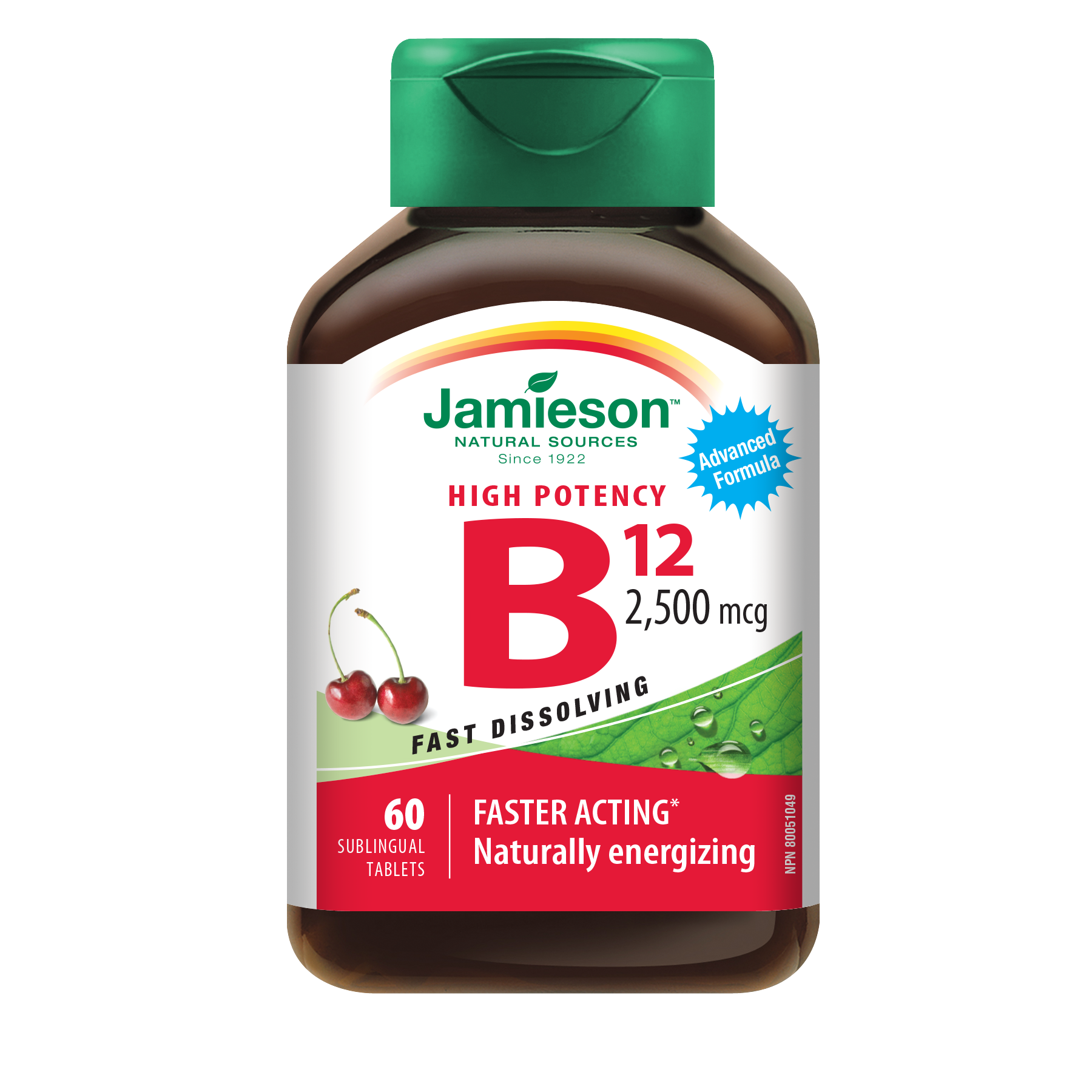 Jamieson Vitamin B12 Fast-Dissolving - 2500mcg 60 Tablets Cherry - Vitamin B