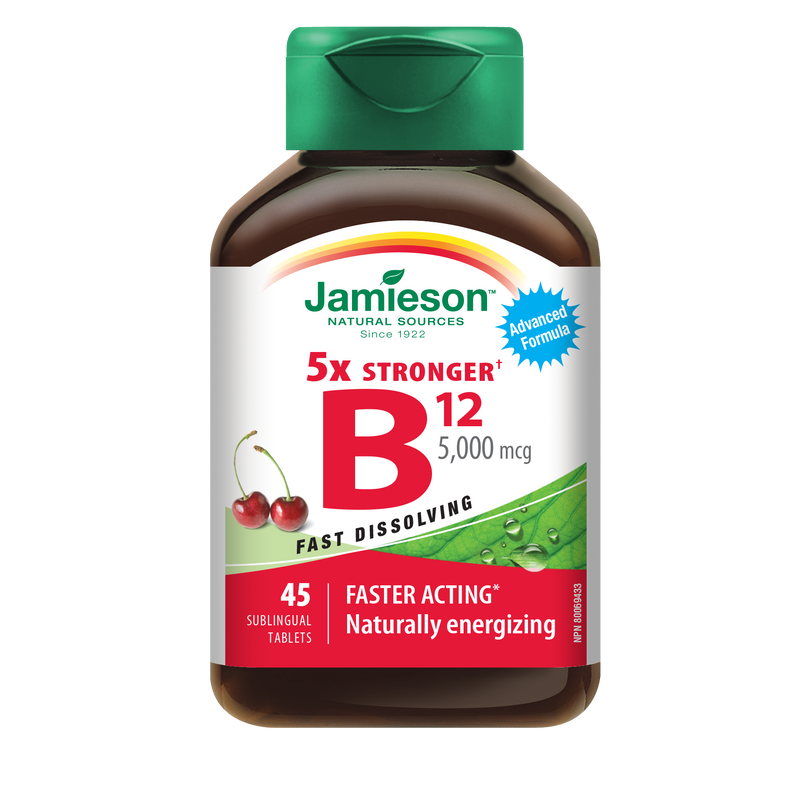 Jamieson Vitamin B12 Fast-Dissolving - 5000mcg 45 Tablets Cherry - Vitamin B