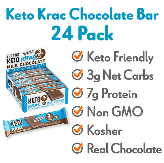 Shrewd Food Keto Krac Bars - Keto Krac Milk Chocoloate 34g x 24 - Chocolate