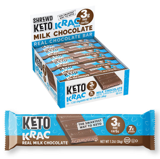 Shrewd Food Keto Krac Bars - Keto Krac Milk Chocoloate 34g x 24 - Chocolate