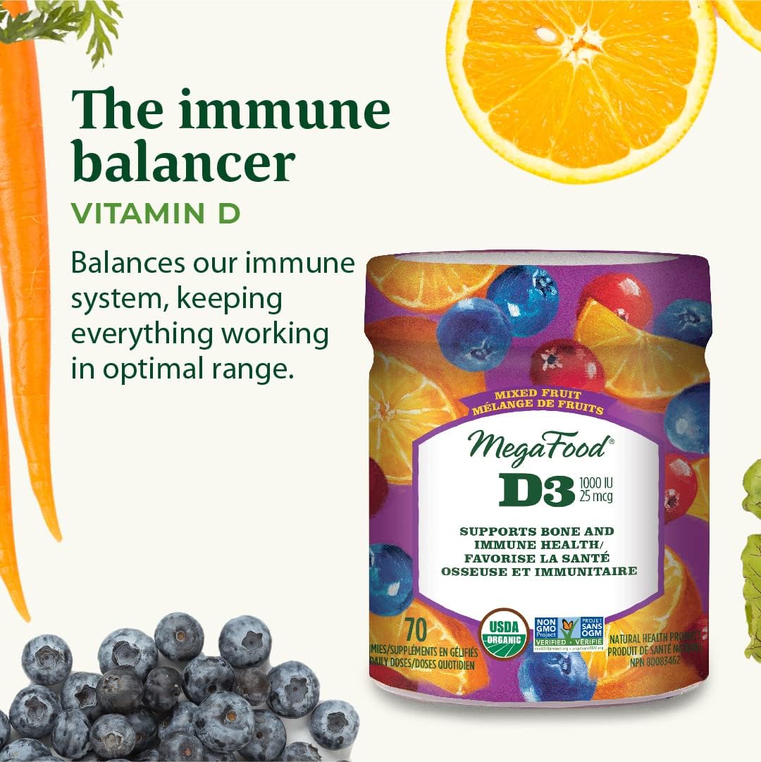 Megafood Vitamin D3 Wellness (1000 IU) 70 gummies / Mixed Fruit