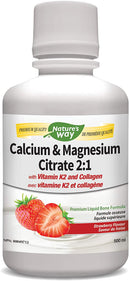 Nature's Way Calcium Magnesium Citrate 2:1 with vitamin K2 and Collagen - Strawberry 500ml - Minerals
