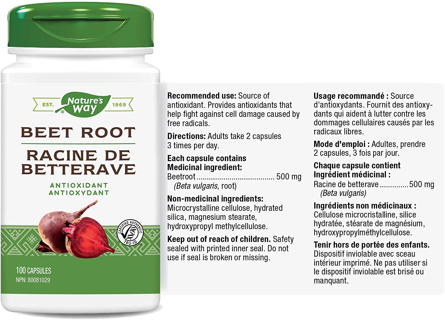 Nature's Way Beet Root - 100 vegetarian capsules - Herbals