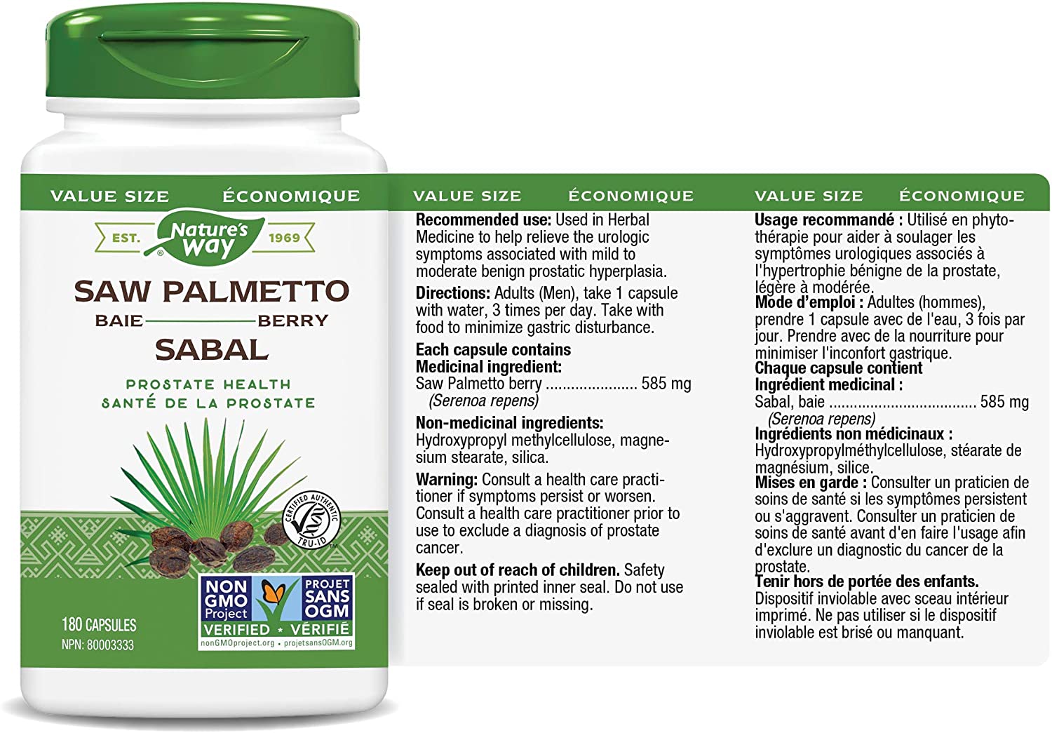 Nature's Way Saw Palmetto Berries 180 Softgels
