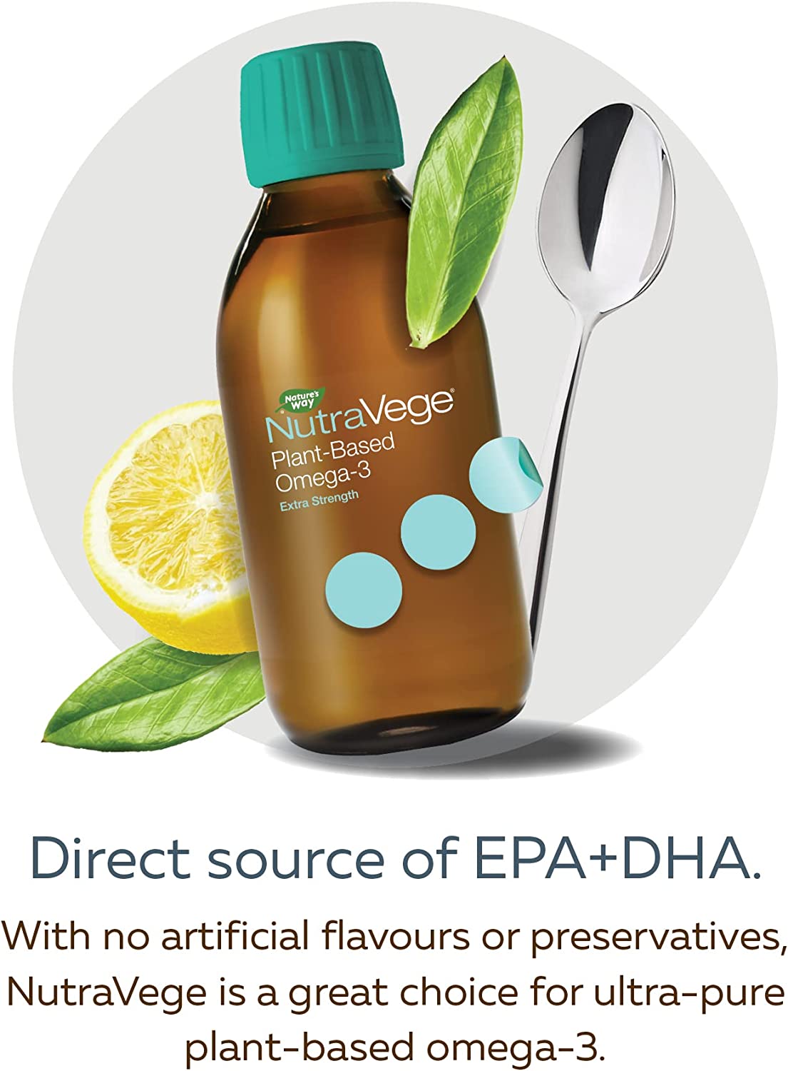 Nature's Way NutraVege Plant-based Omega-3 Extra Strength 200ml - Lemon - Omega 3