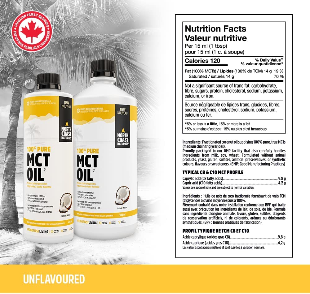 North Coast Naturals 100% Coconut MCT Oil - 473ml - MCT