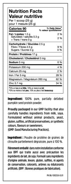 North Coast Naturals  Cold Pressed Pumpkin Protein™ Unflavoured / 340g