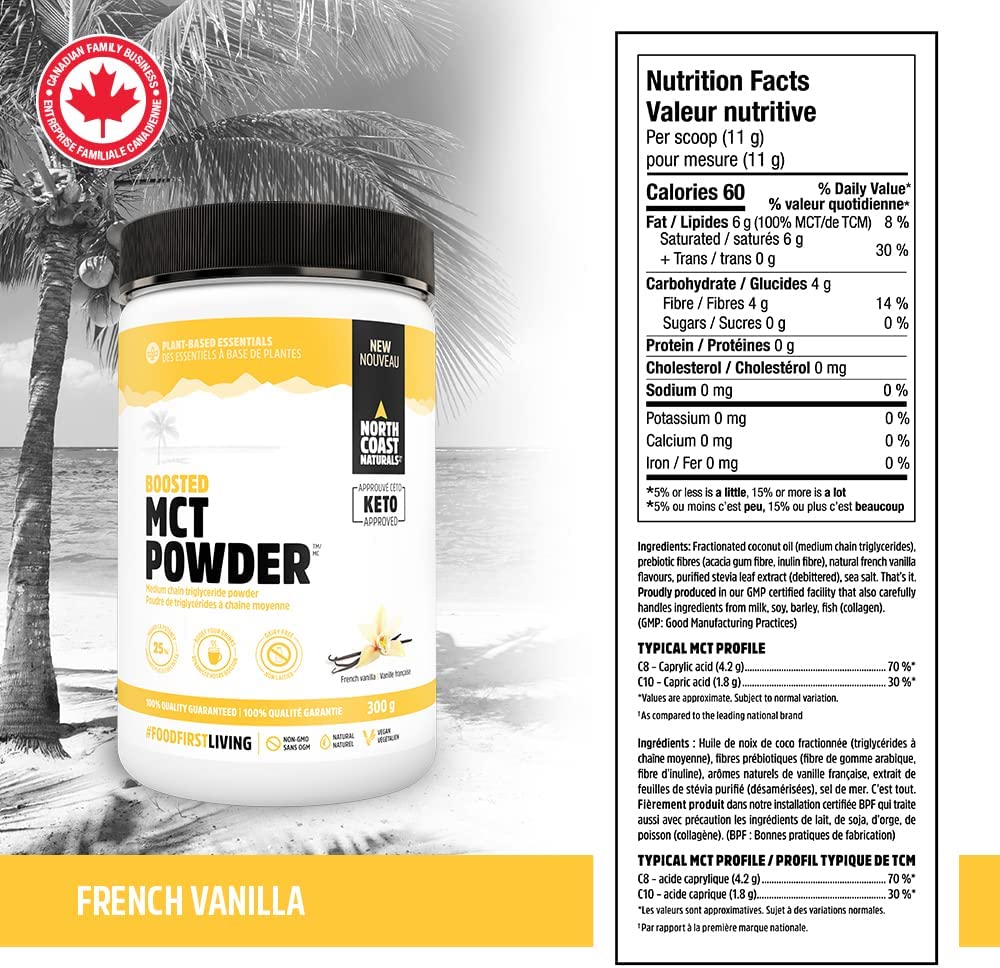 North Coast Naturals  Boosted MCT Powder™ Natural French Vanilla / 300g