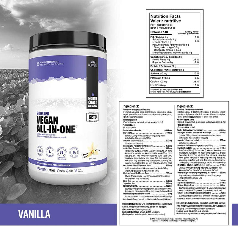 North Coast Naturals  Boosted Vegan All-In One™ Vanilla / 840g
