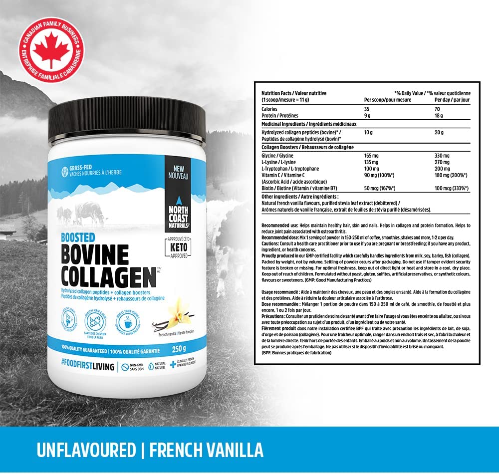 North Coast Naturals  Boosted Bovine Collagen™ Natural French Vanilla / 250g