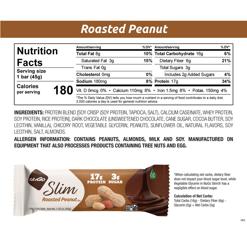 NuGo Nutrition Slim Bar Roasted Peanut / 12x45g