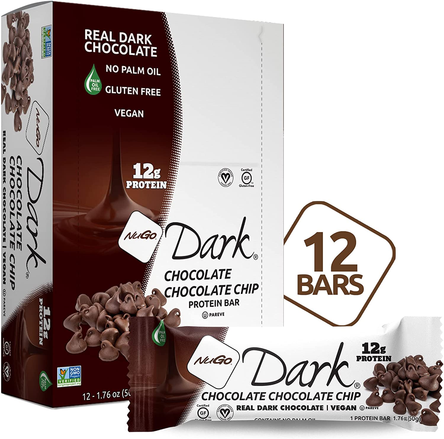 NuGo Nutrition Dark Chocolate Bar Chocolate Chip / 12x50g