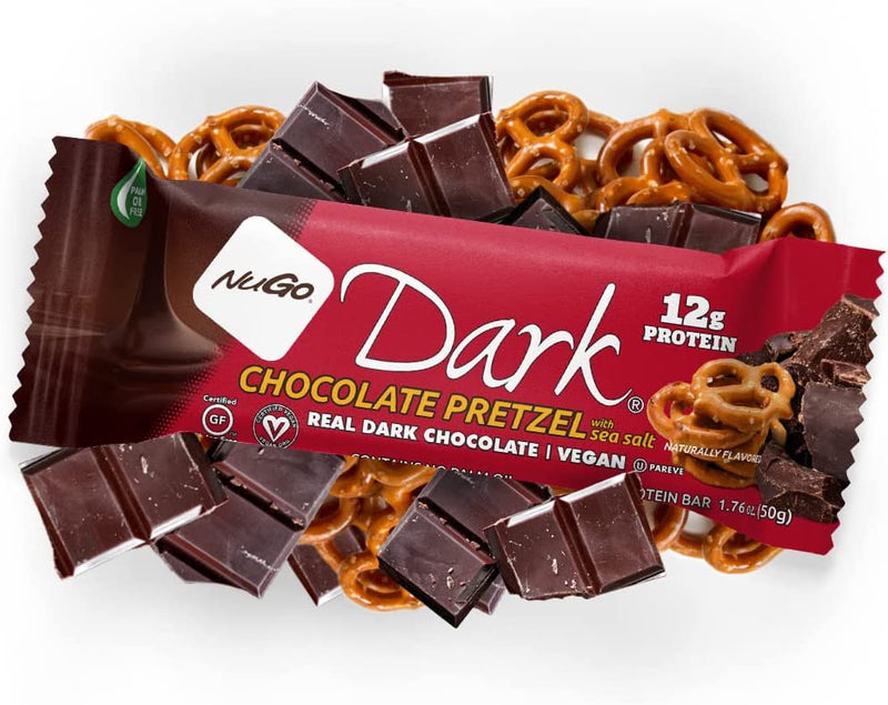NuGo Nutrition Dark Chocolate Bar Chocolate Pretzel / 12x50g