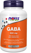 NOW GABA 500mg with Vitamin B6 - 100 vegetarian capsules - Amino Acids