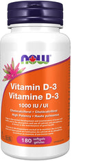 NOW Vitamin D-3 1,000 IU - 180 Softgels 01 01 2026 - Vitamin D