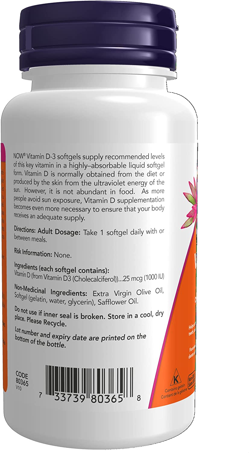 NOW Vitamin D-3 1,000 IU - 180 Sofgels - Vitamin D