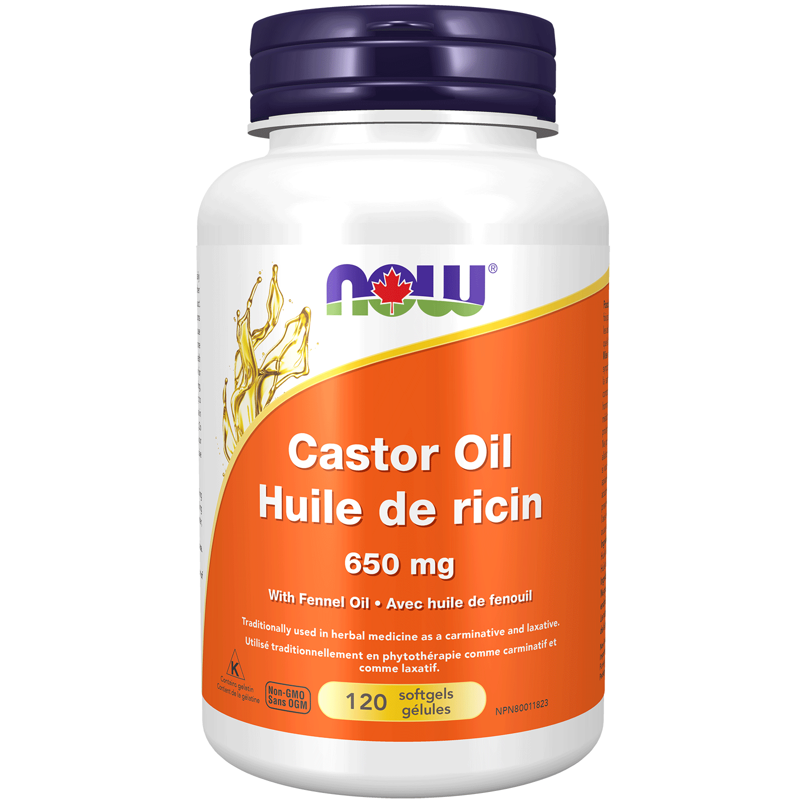 NOW Huile de ricin 650 mg avec huile de fenouil