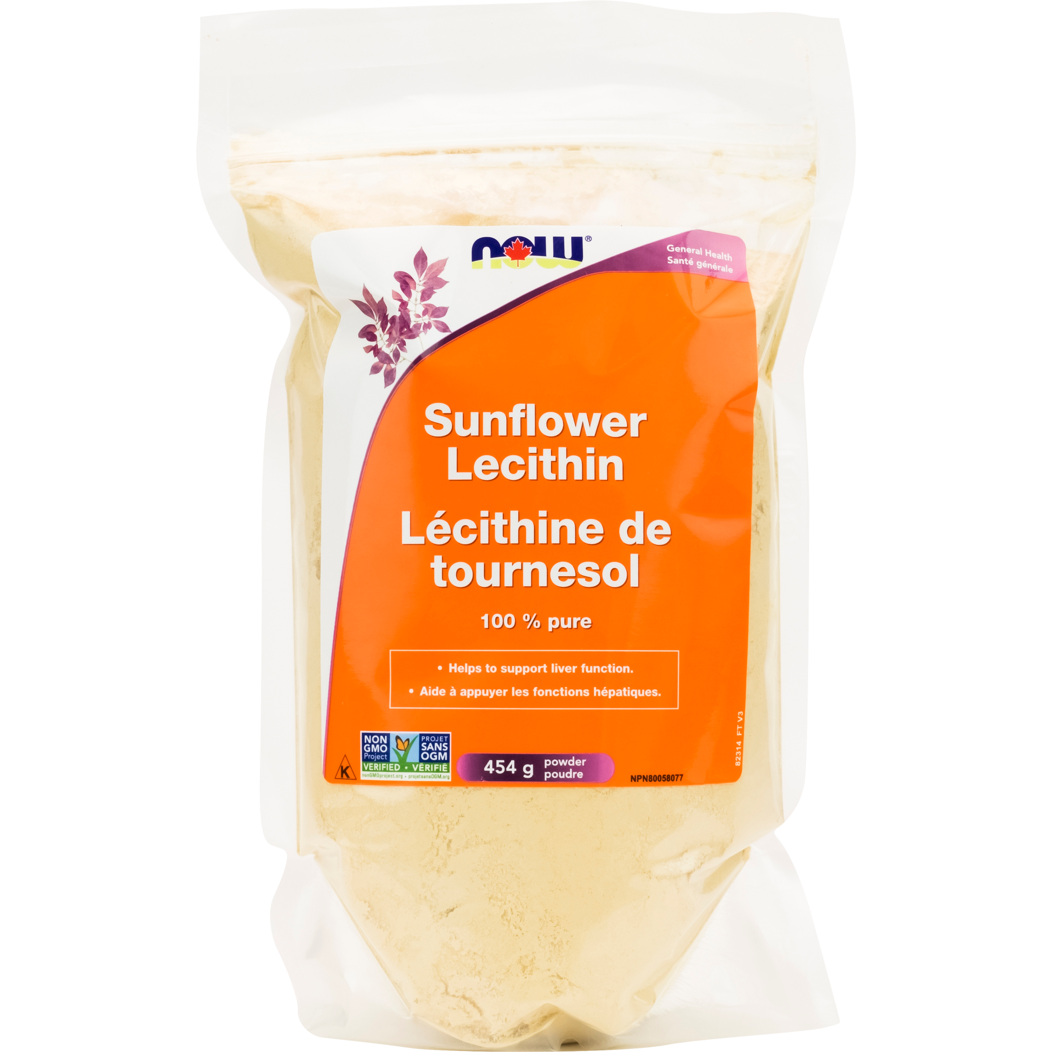 NOW Sunflower Lecithin Powder Non-GMO, 454g, SNS Health, Sunflower Powder