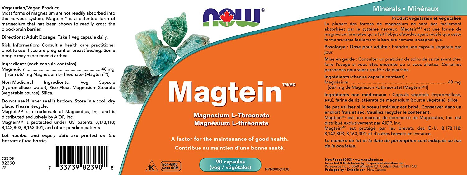 NOW Magtein Magnesium L-Threonate, Supplement Details